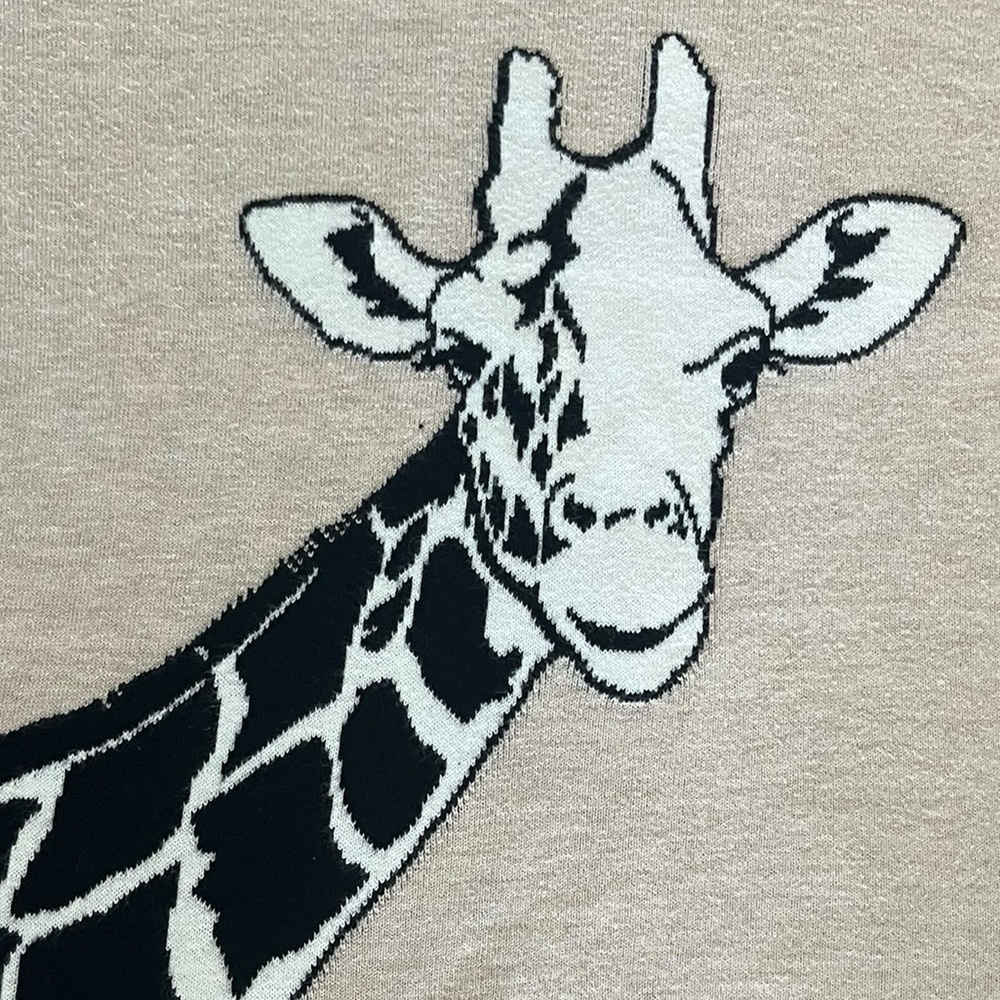 Giraffe Safari Knit  Sweater Petite M Classic Animal Print Indie Fall Chic - Picture 2 of 6